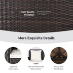 Balancelle suspendue en osier pour 2 personnes avec 2 coussins de dossier et 1 coussin d'assise - 50 x 22 x 20,5 (L x l x H)