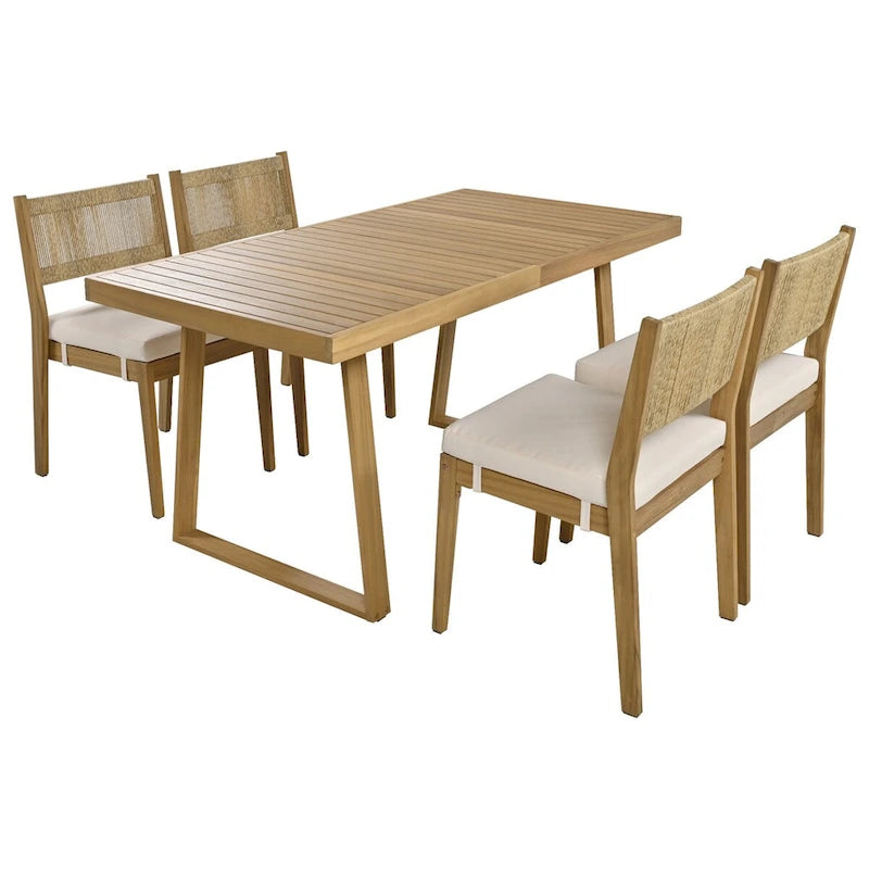 Ensemble table et chaises de jardin en bois d'acacia pour plusieurs personnes