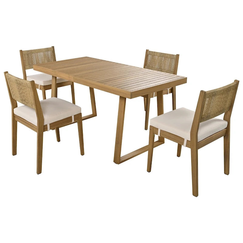 Ensemble table et chaises de jardin en bois d'acacia pour plusieurs personnes
