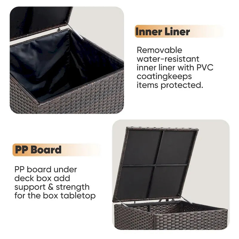 Coffre de rangement extérieur étanche pour terrasse