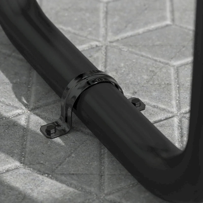 Table de pique-nique extérieure en métal à mailles déployées de qualité commerciale avec ancrages - 202,6 cm (P) x 202,6 cm (L) x 73 cm (H)