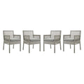 Aura Dining Armchair Outdoor Patio Wicker Rattan Set of 4