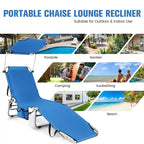 Chaise longue d'extérieur inclinable réglable en 5 positions avec auvent