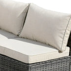 Ensemble de mobilier de patio d'extérieur 8 pièces en osier gris avec foyer HOOOWOOO