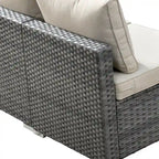 Ensemble de mobilier de patio d'extérieur 8 pièces en osier gris avec foyer HOOOWOOO