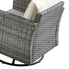 Ensemble de mobilier de patio d'extérieur 8 pièces en osier gris avec foyer HOOOWOOO