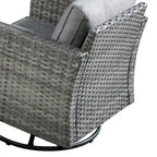 Ensemble de mobilier de patio d'extérieur 8 pièces en osier gris avec foyer HOOOWOOO