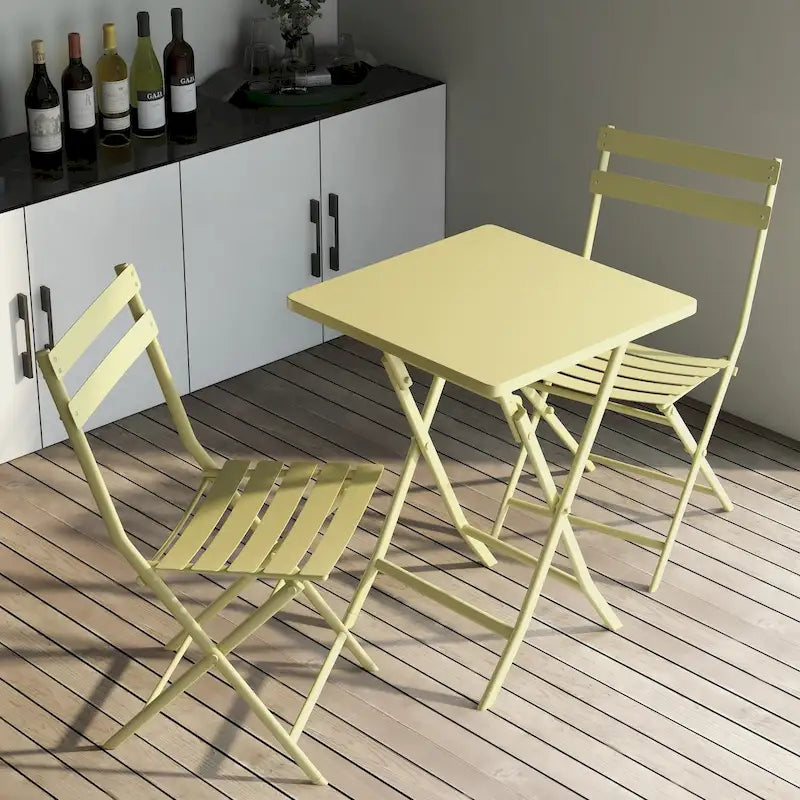 Ensemble bistro de patio 3 pièces comprenant une table carrée pliable et des chaises - 72 cm (H) x 55 cm (l) x 55 cm (P)
