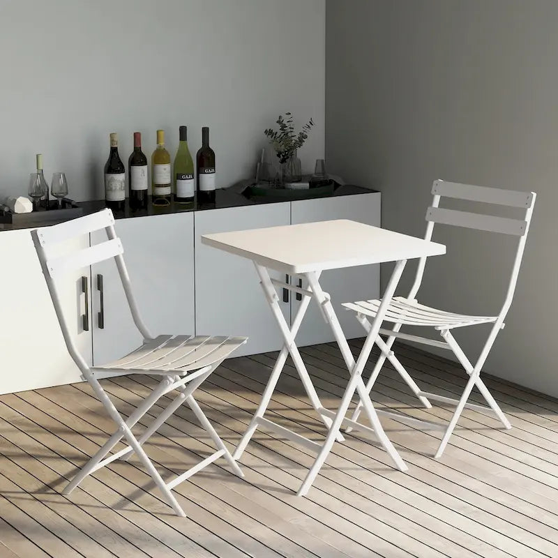 Ensemble bistro de patio 3 pièces comprenant une table carrée pliable et des chaises - 72 cm (H) x 55 cm (l) x 55 cm (P)
