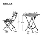 Ensemble bistro de patio 3 pièces comprenant une table carrée pliable et des chaises - 72 cm (H) x 55 cm (l) x 55 cm (P)