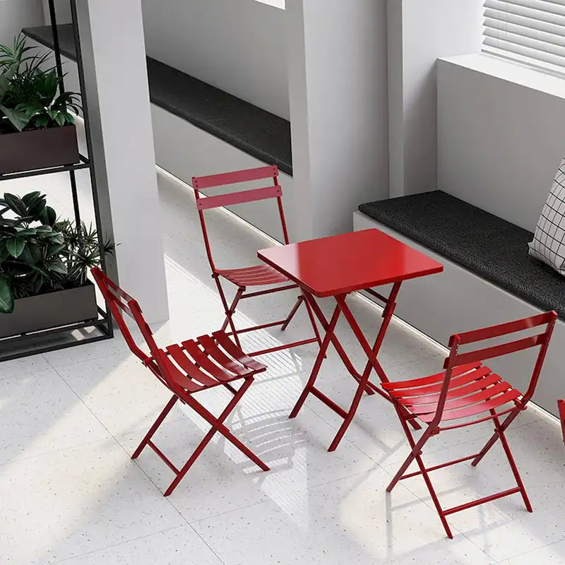 Ensemble bistro de patio 3 pièces comprenant une table carrée pliable et des chaises - 72 cm (H) x 55 cm (l) x 55 cm (P)