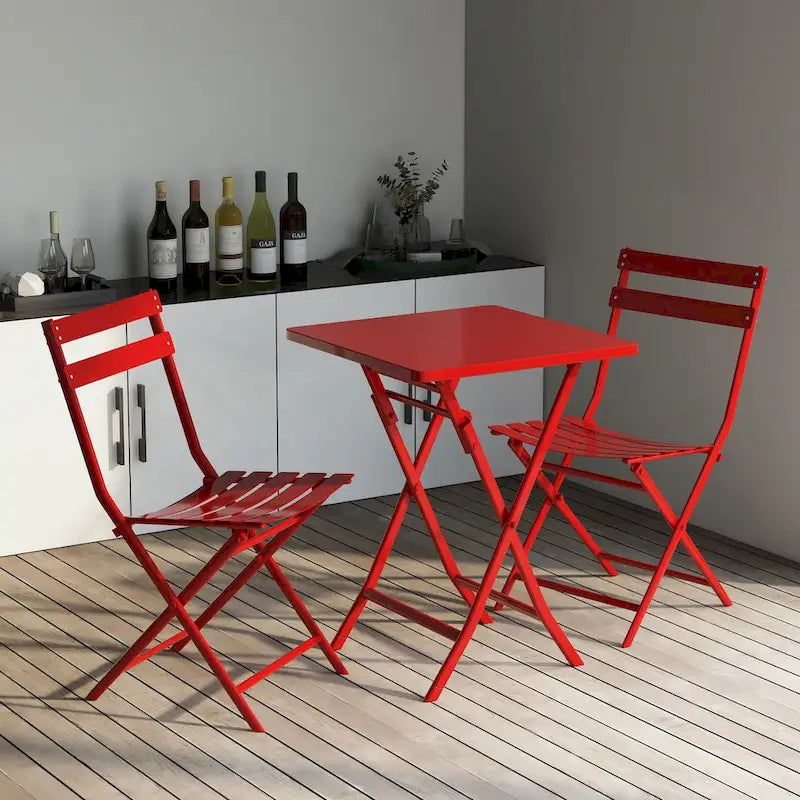 Ensemble bistro de patio 3 pièces comprenant une table carrée pliable et des chaises - 72 cm (H) x 55 cm (l) x 55 cm (P)