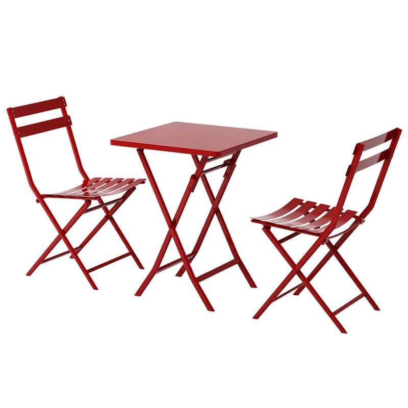 Ensemble bistro de patio 3 pièces comprenant une table carrée pliable et des chaises - 72 cm (H) x 55 cm (l) x 55 cm (P)