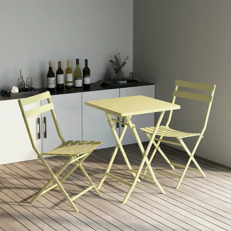 Ensemble bistro de patio 3 pièces comprenant une table carrée pliable et des chaises - 72 cm (H) x 55 cm (l) x 55 cm (P)