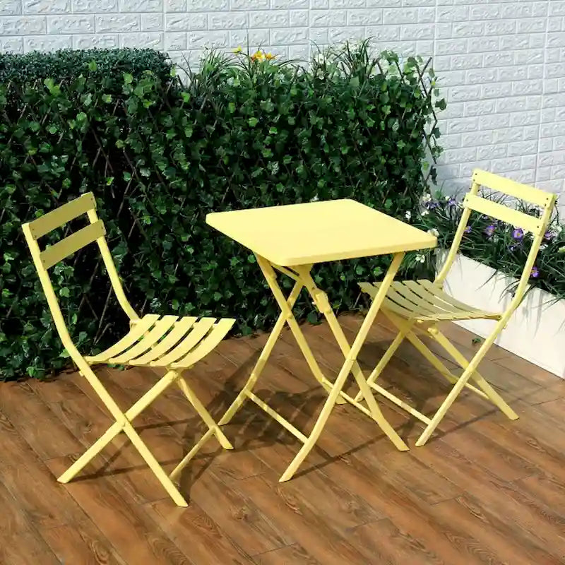Ensemble bistro de patio 3 pièces comprenant une table carrée pliable et des chaises - 72 cm (H) x 55 cm (l) x 55 cm (P)