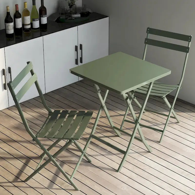 Ensemble bistro de patio 3 pièces comprenant une table carrée pliable et des chaises - 72 cm (H) x 55 cm (l) x 55 cm (P)