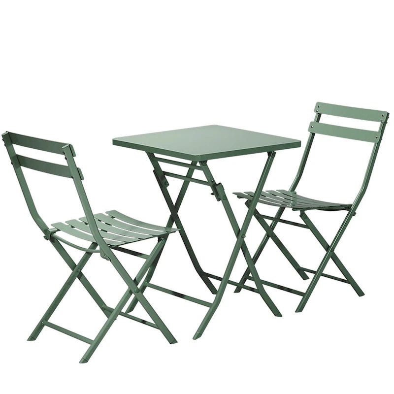 Ensemble bistro de patio 3 pièces comprenant une table carrée pliable et des chaises - 72 cm (H) x 55 cm (l) x 55 cm (P)