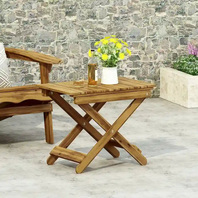 Table d'appoint pliante d'extérieur en bois