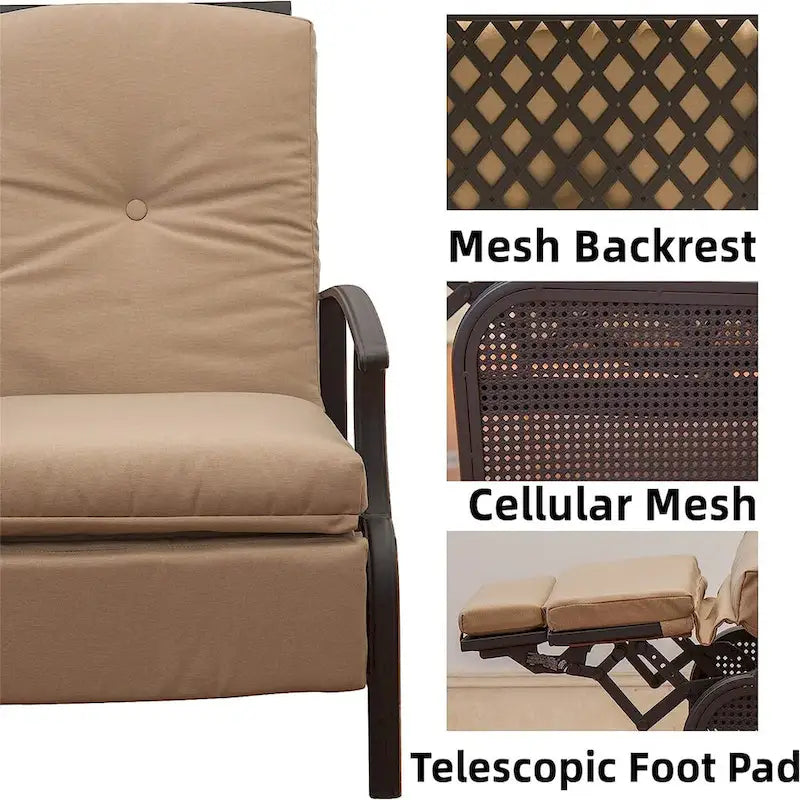 Fauteuil de jardin CUSchoice avec coussins - 53 x 110 x 96 cm (L x l x H)