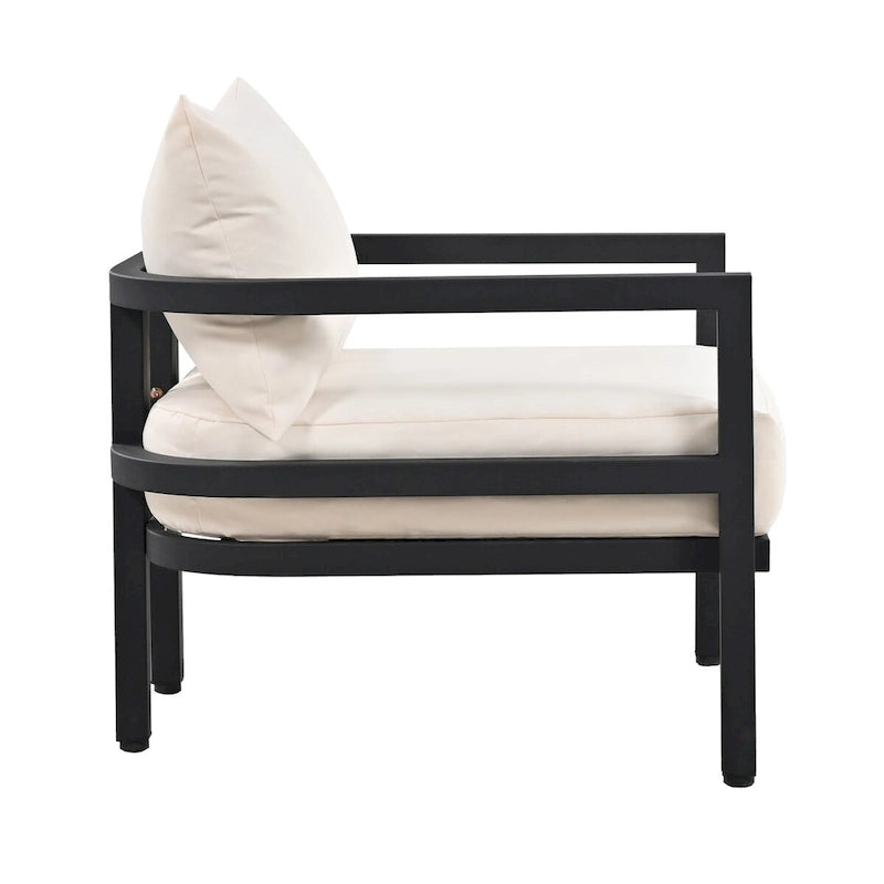 Ensemble de canapé d'extérieur en acier 4 pièces pour plusieurs personnes, imperméable, antirouille et anti-UV