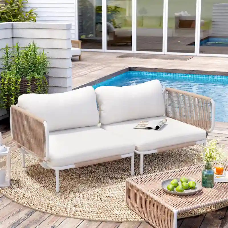 Outdoor Loveseat Composed of Two Chairs, Customizable Set by Combining Multiple Chairs - Combined by 2 corner chairs