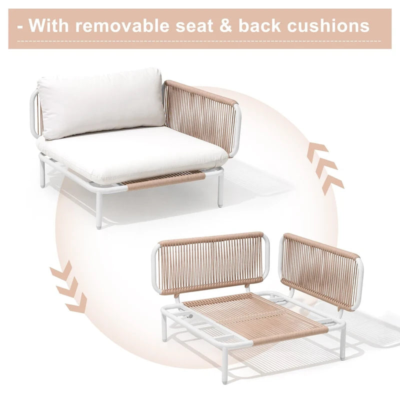 Canapé d'extérieur composé de deux fauteuils, ensemble personnalisable en combinant plusieurs fauteuils - Combiné par 2 fauteuils d'angle