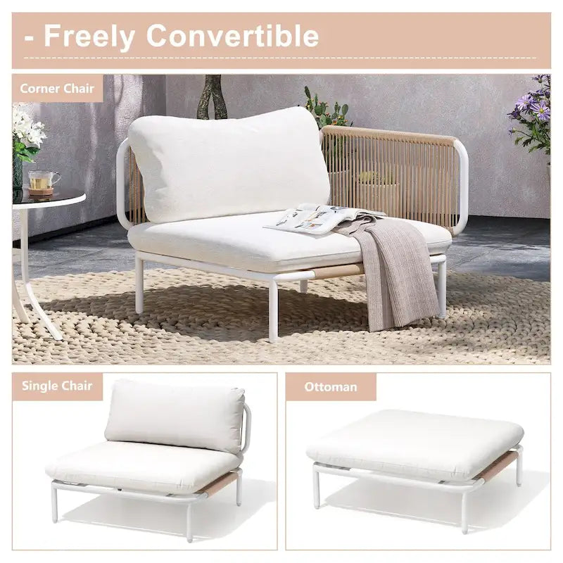 Canapé d'extérieur composé de deux fauteuils, ensemble personnalisable en combinant plusieurs fauteuils - Combiné par 2 fauteuils d'angle