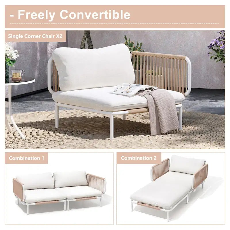 Canapé d'extérieur composé de deux fauteuils, ensemble personnalisable en combinant plusieurs fauteuils - Combiné par 2 fauteuils d'angle