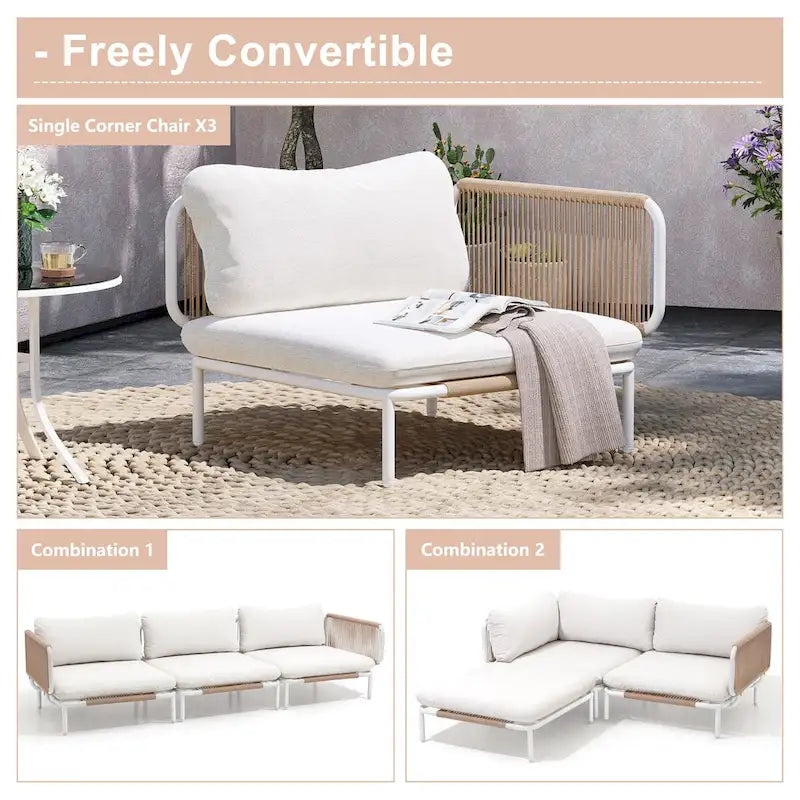 Canapé d'extérieur composé de deux fauteuils, ensemble personnalisable en combinant plusieurs fauteuils - Combiné par 2 fauteuils d'angle