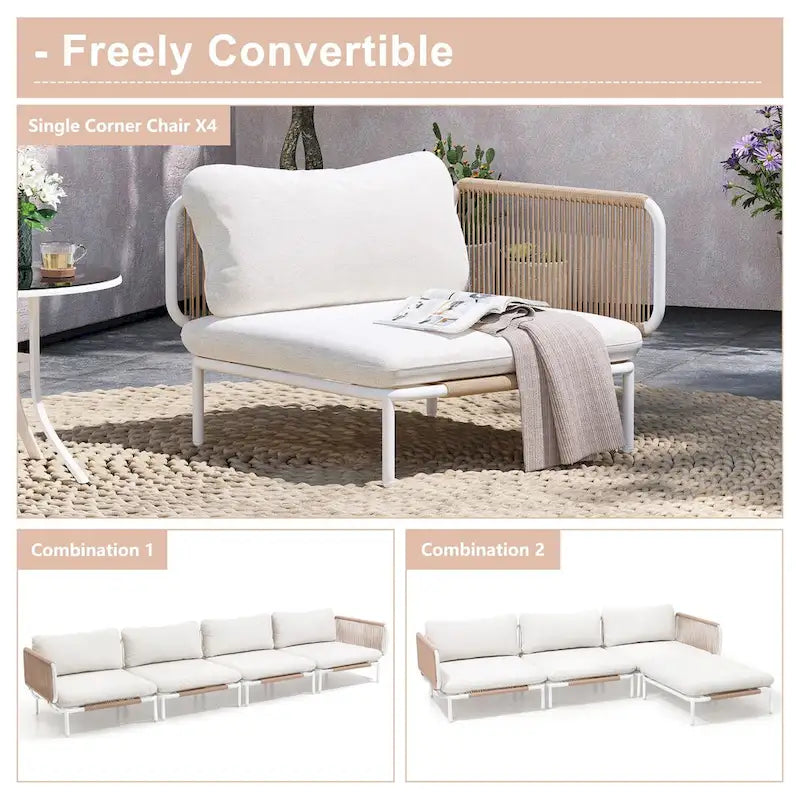 Canapé d'extérieur composé de deux fauteuils, ensemble personnalisable en combinant plusieurs fauteuils - Combiné par 2 fauteuils d'angle