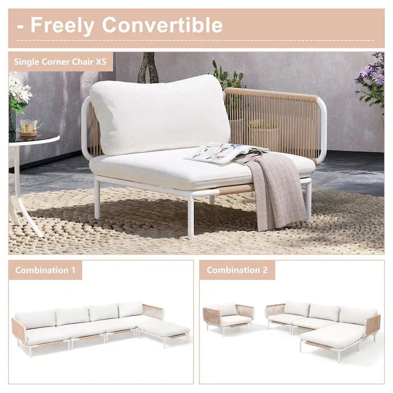 Canapé d'extérieur composé de deux fauteuils, ensemble personnalisable en combinant plusieurs fauteuils - Combiné par 2 fauteuils d'angle