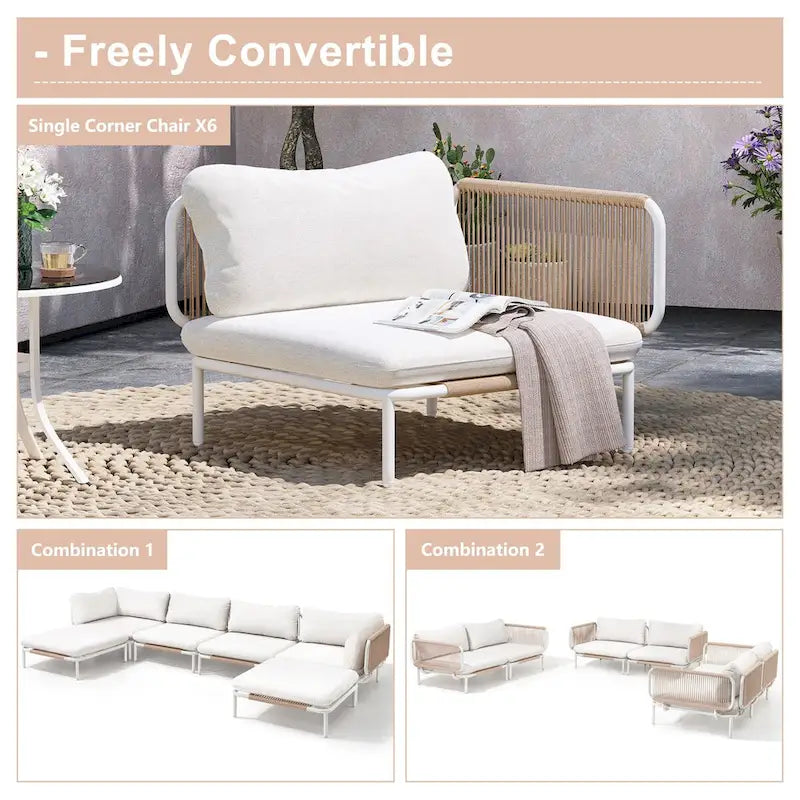 Canapé d'extérieur composé de deux fauteuils, ensemble personnalisable en combinant plusieurs fauteuils - Combiné par 2 fauteuils d'angle