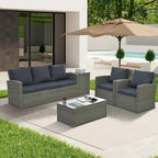 Patio Furniture, Outdoor Furniture, Seasonal PE Wicker Furniture,5 Set Wicker Furniture With Tempered Glass Table Top
