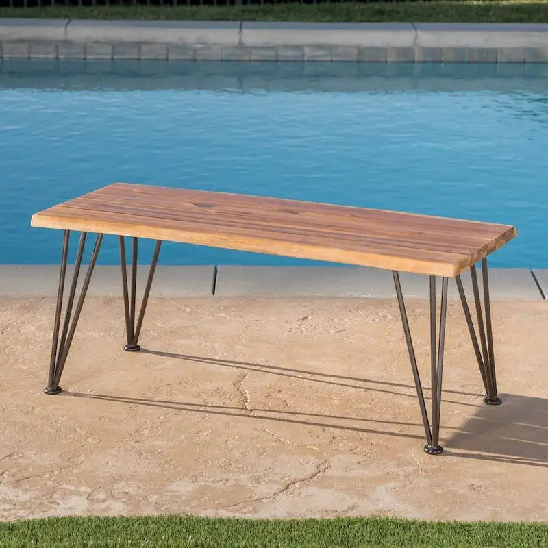 Table basse rustique en bois de teck et métal pour patio, par Christopher Knight Home