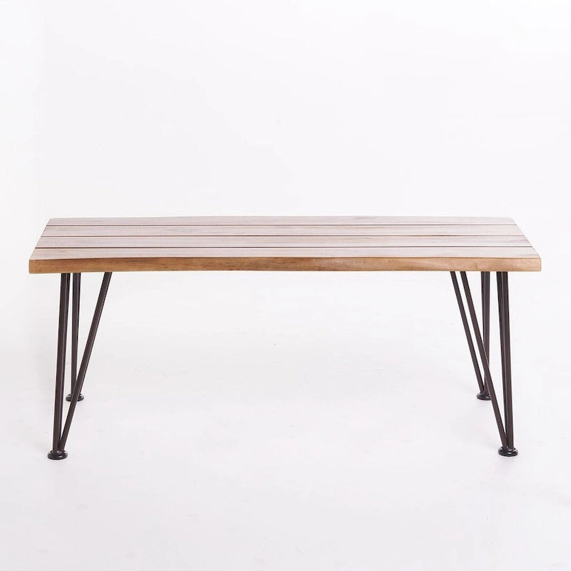 Table basse rustique en bois de teck et métal pour patio, par Christopher Knight Home