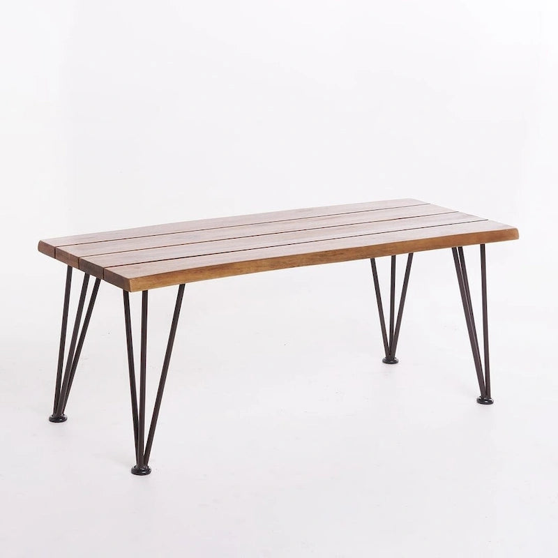 Table basse rustique en bois de teck et métal pour patio, par Christopher Knight Home