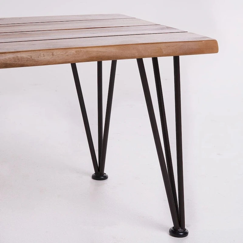Table basse rustique en bois de teck et métal pour patio, par Christopher Knight Home