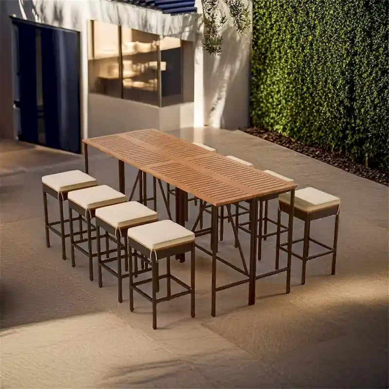 10-Piece Outdoor Wicker Bar Set