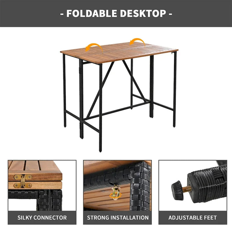 Ensemble de bar extérieur en osier 10 pièces