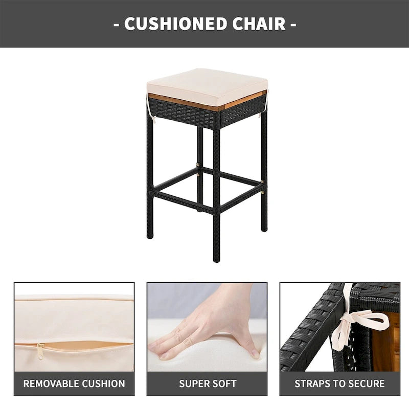 Ensemble de bar extérieur en osier 10 pièces