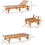 Chaise longue pliante d'extérieur inclinable avec roulettes