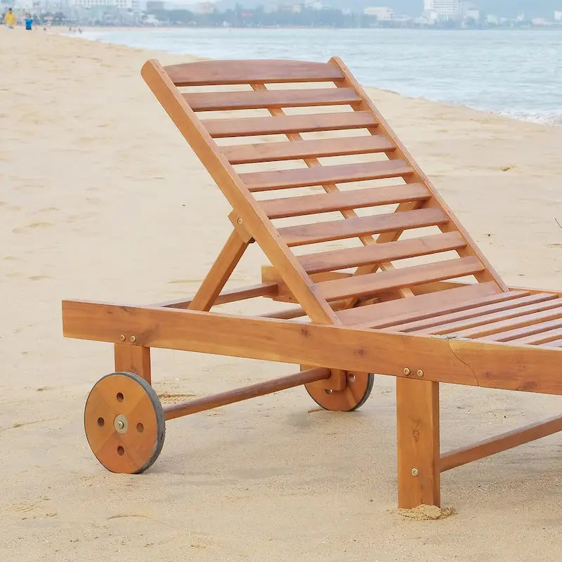 Chaise longue pliante d'extérieur inclinable avec roulettes