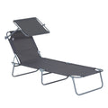 Chaise longue portable d'extérieur, chaise longue pliante réglable avec pare-soleil