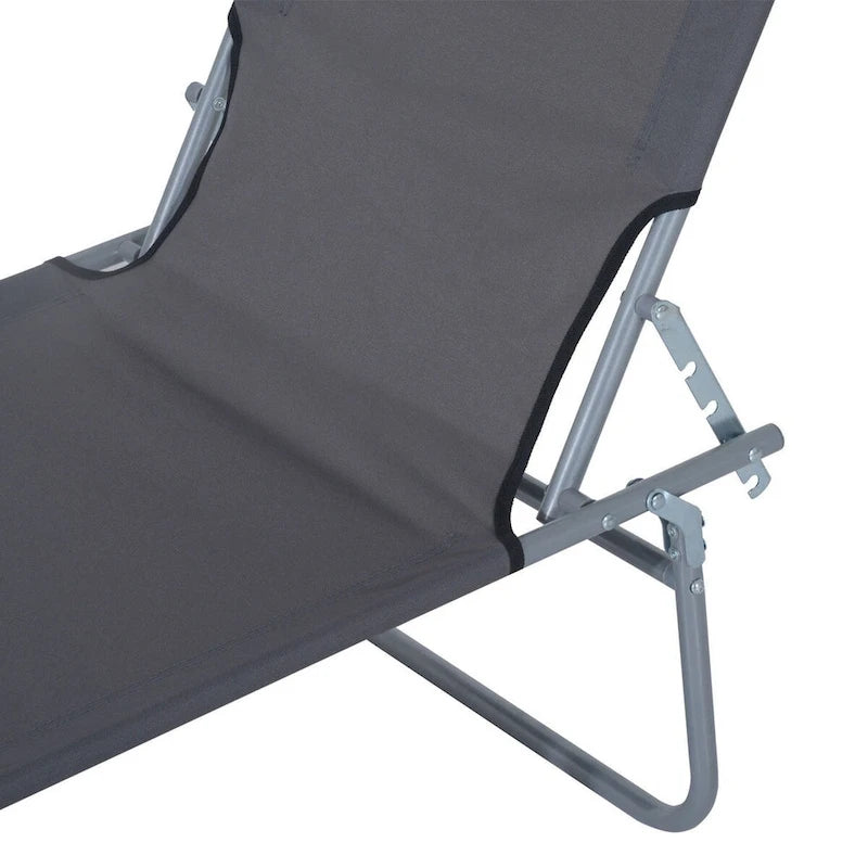 Chaise longue portable d'extérieur, chaise longue pliante réglable avec pare-soleil