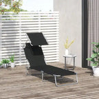 Chaise longue portable d'extérieur, chaise longue pliante réglable avec pare-soleil