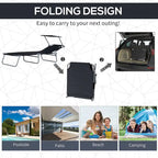 Chaise longue portable d'extérieur, chaise longue pliante réglable avec pare-soleil