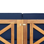 Ensemble de canapé d'angle d'extérieur 5 pièces en bois d'acacia naturel avec tissu résistant à l'eau