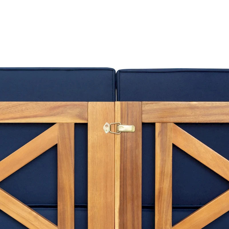 Ensemble de canapé d'angle d'extérieur 5 pièces en bois d'acacia naturel avec tissu résistant à l'eau