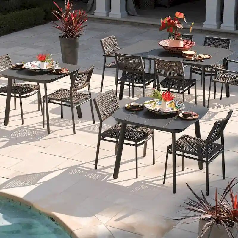 Oxford Garden Eiland 63-inch Powder Coat Carbon Rectangular Dining Table