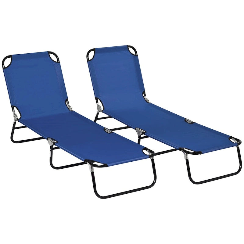 Chaises longues pliantes de piscine (2 pièces) avec dossier inclinable à 5 positions